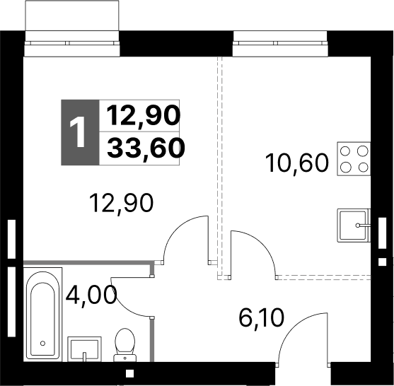 Планировка — Апрелевка Клаб, 1-комн., 34 м²