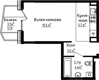 Планировка — Коллекция, Студия, 29 м²