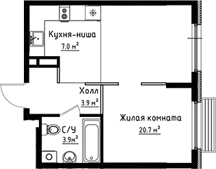 Планировка — Коллекция, Студия, 36 м²