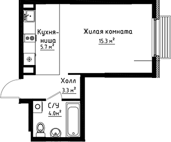 Планировка — Коллекция, Студия, 28 м²