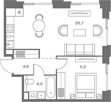 Планировка — Soul, 2-комн., 46 м²