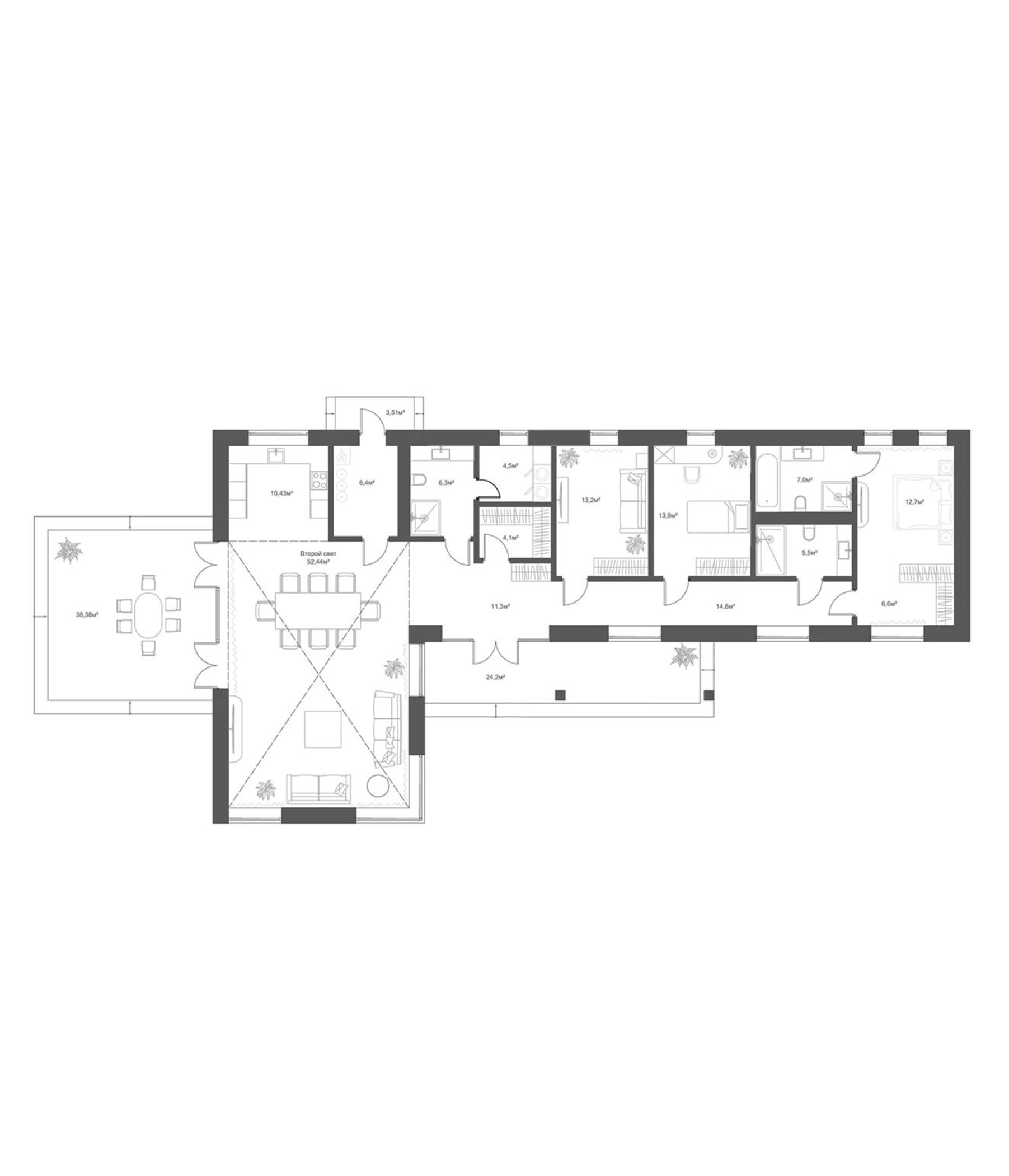 Планировка — Коттеджный поселок NovaLife, 4-комн., 169 м²