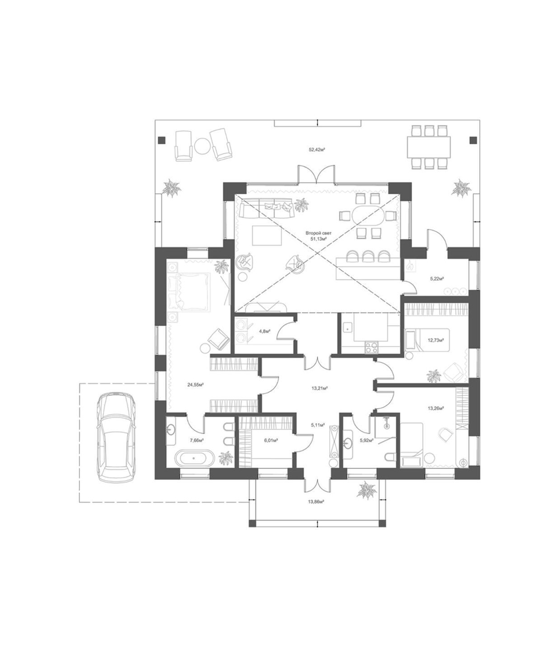 Планировка — Коттеджный поселок NovaLife, 4-комн., 150 м²