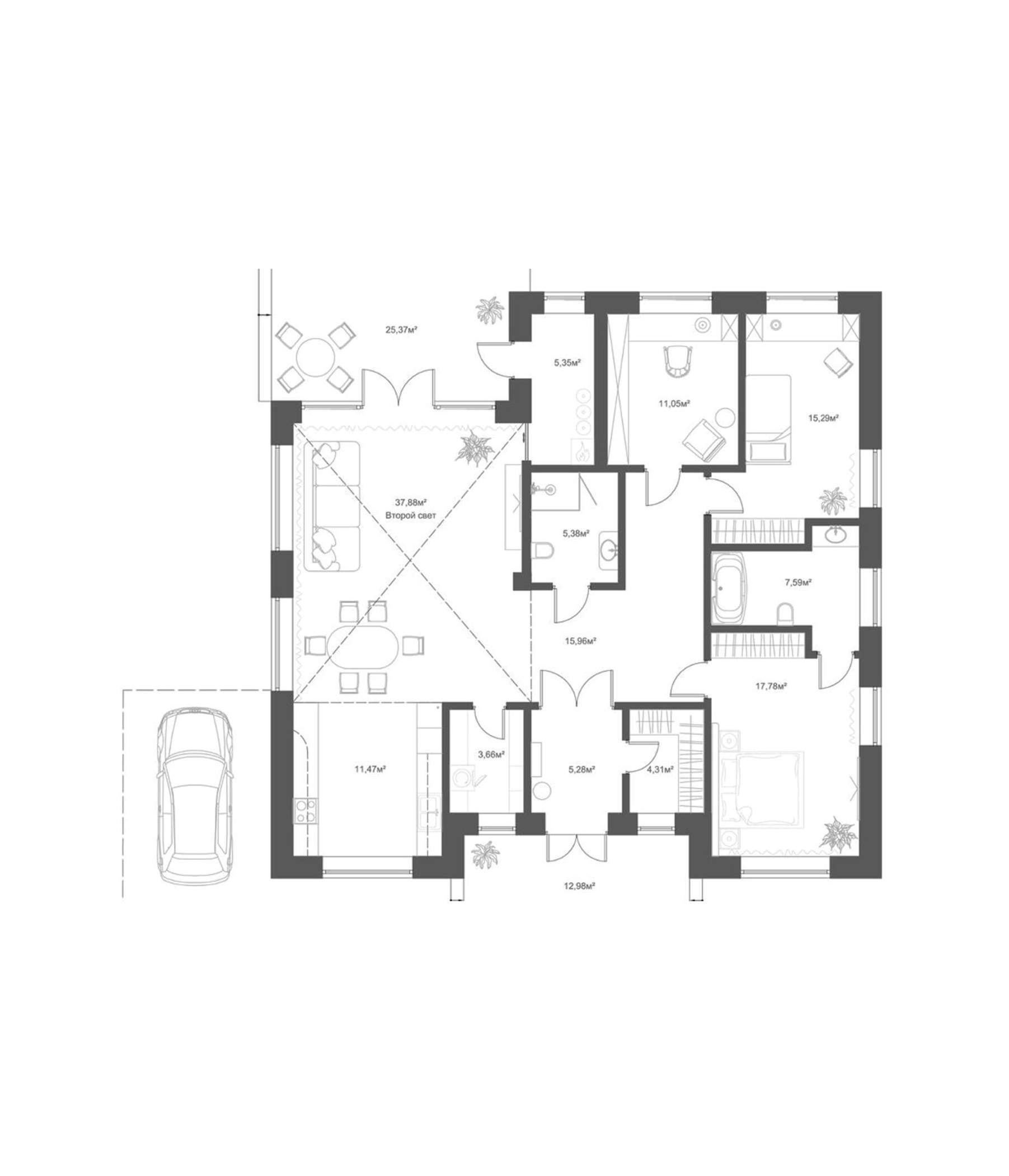 Планировка — Коттеджный поселок NovaLife, 4-комн., 141 м²