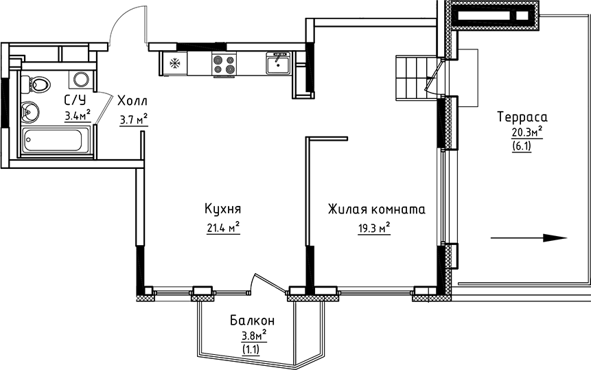 Планировка — Коллекция, Студия, 48 м²