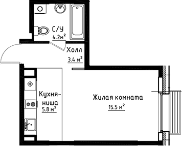 Планировка — Коллекция, Студия, 29 м²