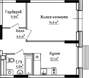 Планировка — Коллекция, 1-комн., 38 м²