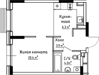 Планировка — Коллекция, Студия, 35 м²