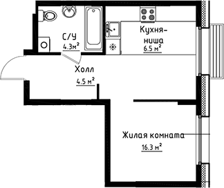 Планировка — Коллекция, Студия, 32 м²