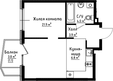 Планировка — Коллекция, Студия, 37 м²
