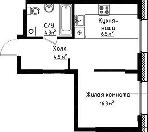 Планировка — Коллекция, Студия, 32 м²