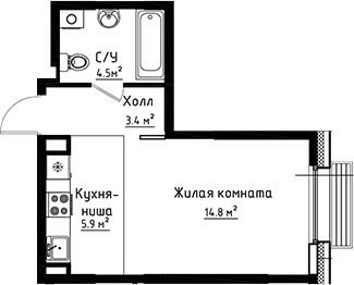 Планировка — Коллекция, Студия, 29 м²
