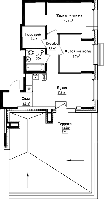 Планировка — Коллекция, 2-комн., 59 м²