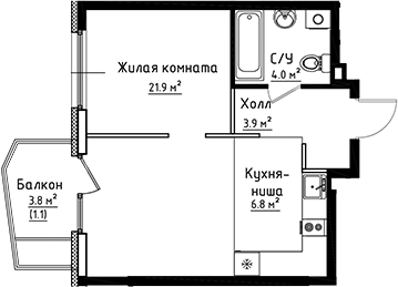 Планировка — Коллекция, Студия, 37 м²