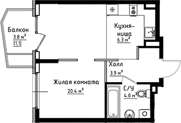 Планировка — Коллекция, Студия, 35 м²