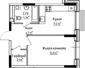 Планировка — Коллекция, 1-комн., 36 м²
