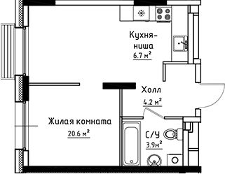 Планировка — Коллекция, 2-комн., 35 м²