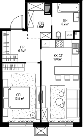 Планировка — Дом МАЛЕВИЧ, 2-комн., 49 м²