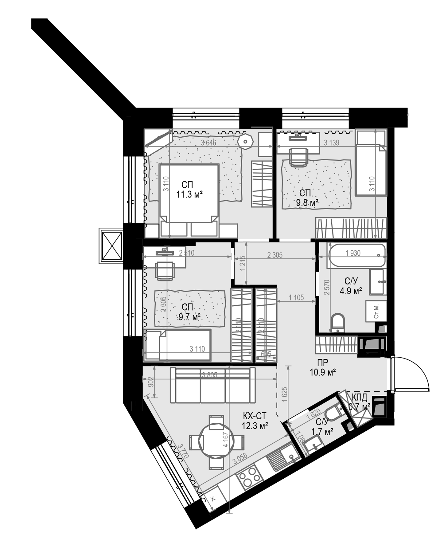 Планировка — Дом МАЛЕВИЧ, 4-комн., 61 м²