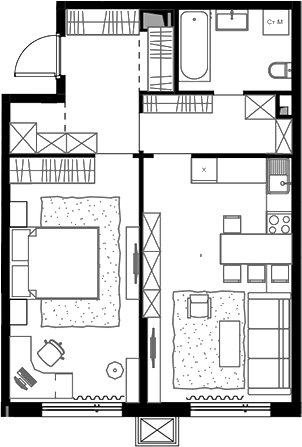 Планировка — Дом МАЛЕВИЧ, 2-комн., 56 м²