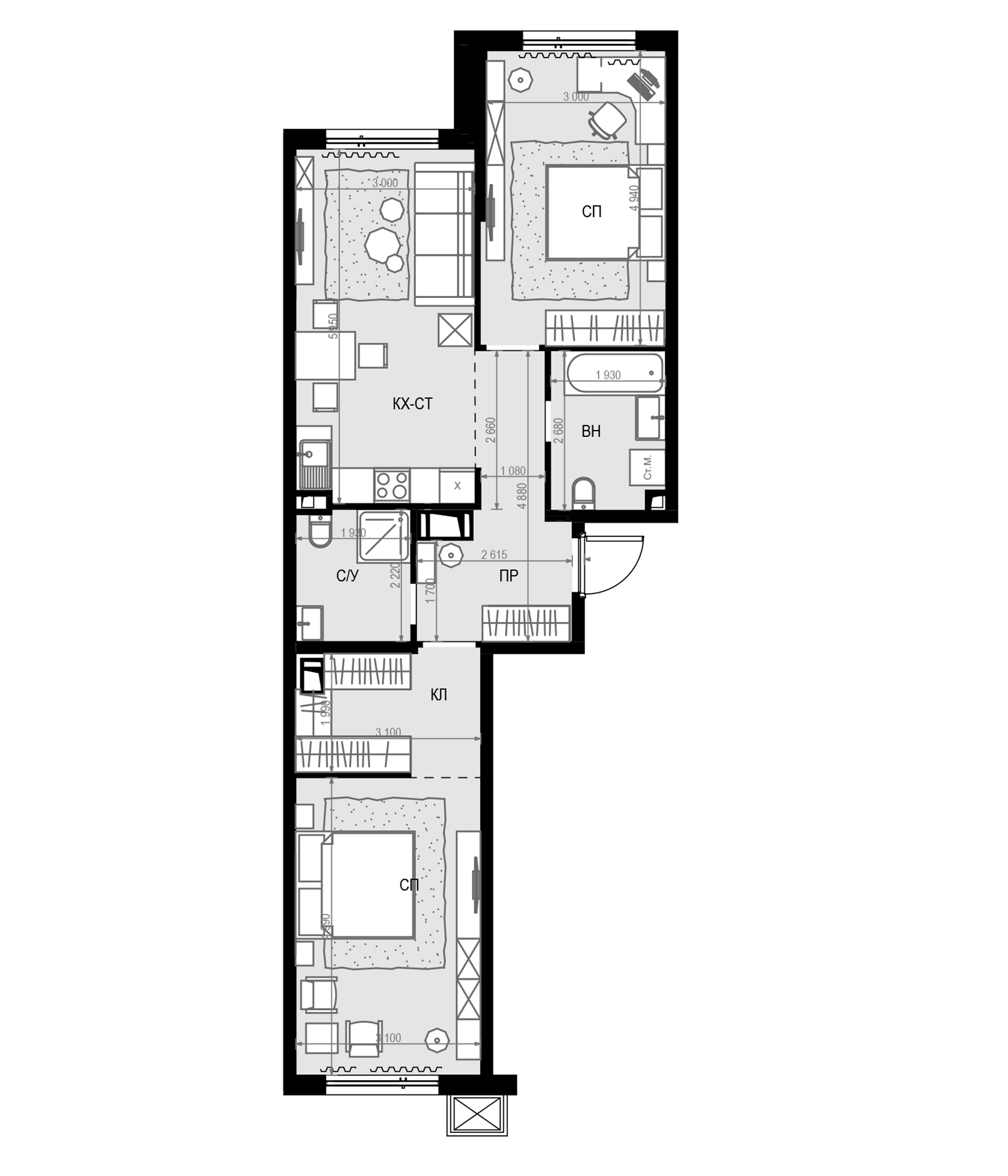Планировка — Дом МАЛЕВИЧ, 3-комн., 71 м²
