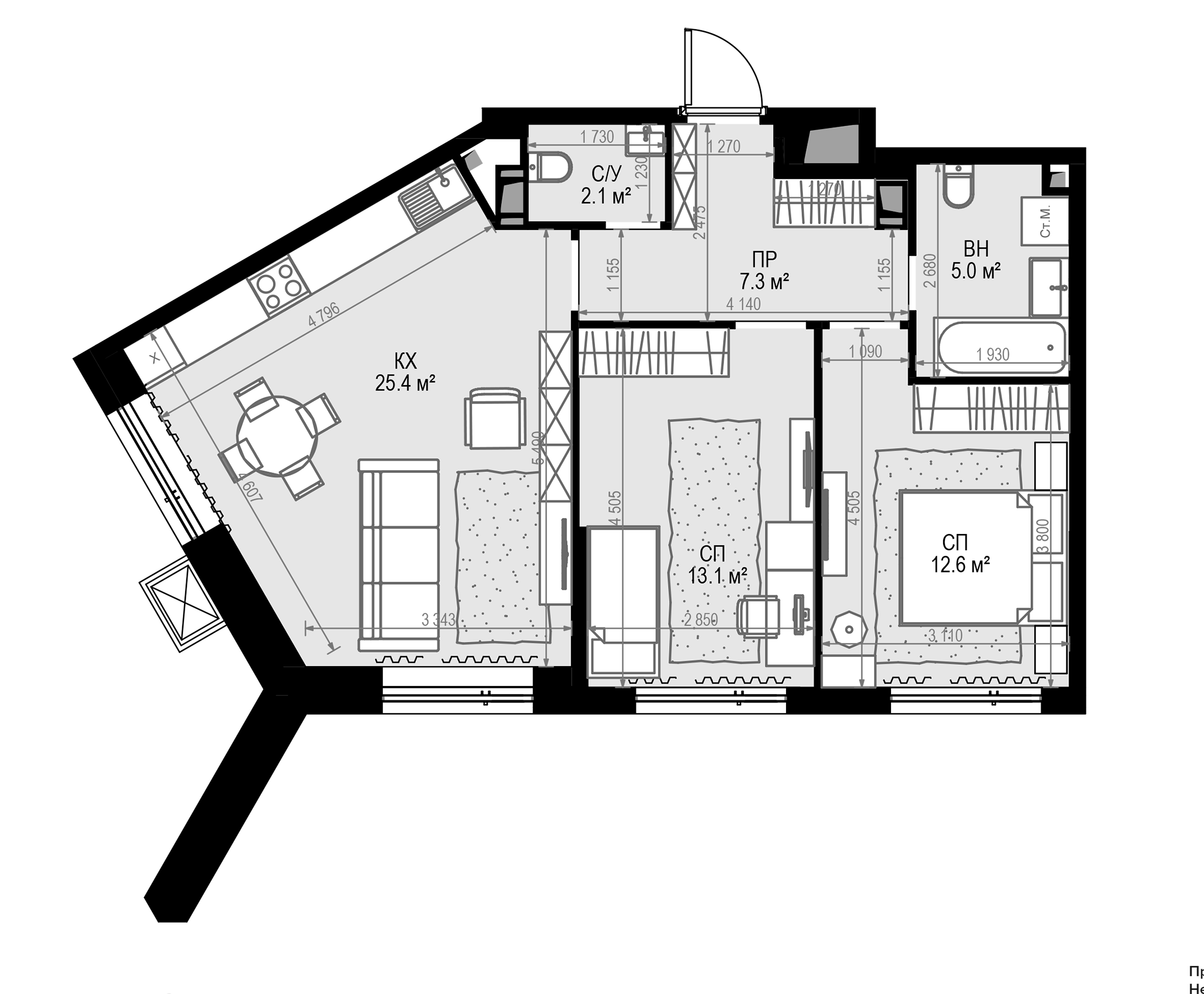 Планировка — Дом МАЛЕВИЧ, 3-комн., 66 м²