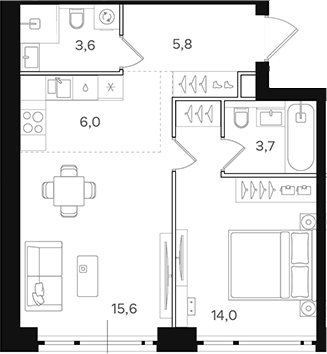 Планировка — Назаре. Мангазея в Богородском, 2-комн., 49 м²