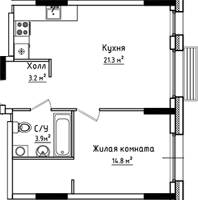 Планировка — Коллекция, 1-комн., 43 м²