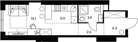 Планировка — НЕКСУС от Аквилон, Студия, 30 м²