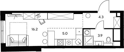 Планировка — НЕКСУС от Аквилон, Студия, 29 м²