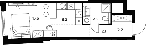 Планировка — НЕКСУС от Аквилон, Студия, 31 м²