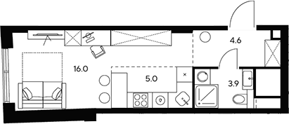 Планировка — НЕКСУС от Аквилон, Студия, 30 м²