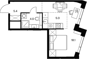 Планировка — НЕКСУС от Аквилон, Студия, 33 м²