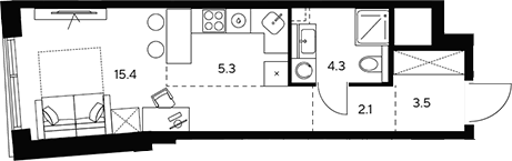Планировка — НЕКСУС от Аквилон, Студия, 31 м²