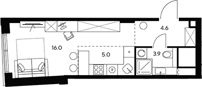 Планировка — НЕКСУС от Аквилон, Студия, 30 м²