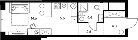 Планировка — НЕКСУС от Аквилон, Студия, 32 м²