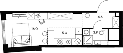 Планировка — НЕКСУС от Аквилон, Студия, 30 м²