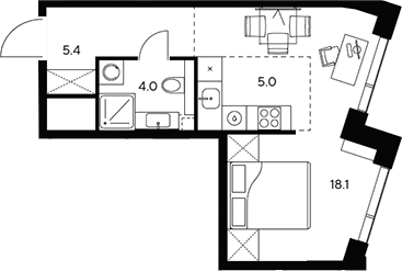 Планировка — НЕКСУС от Аквилон, Студия, 33 м²