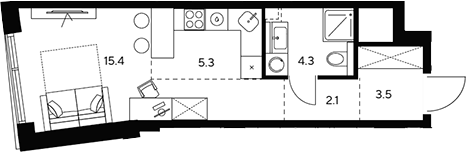 Планировка — НЕКСУС от Аквилон, Студия, 31 м²