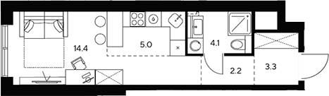 Планировка — НЕКСУС от Аквилон, Студия, 29 м²