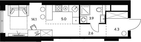 Планировка — НЕКСУС от Аквилон, Студия, 30 м²