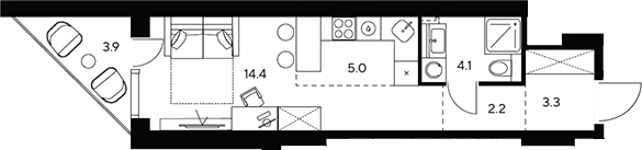 Планировка — НЕКСУС от Аквилон, Студия, 29 м²