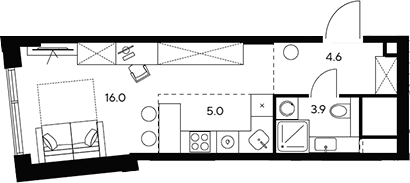 Планировка — НЕКСУС от Аквилон, Студия, 30 м²
