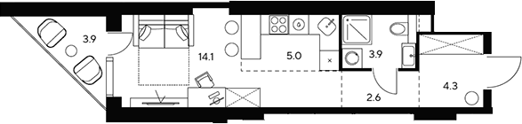 Планировка — НЕКСУС от Аквилон, Студия, 30 м²
