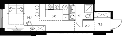 Планировка — НЕКСУС от Аквилон, Студия, 29 м²