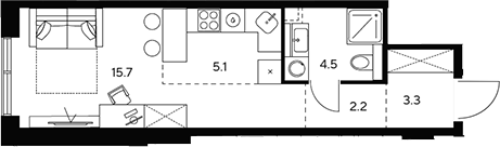 Планировка — НЕКСУС от Аквилон, Студия, 31 м²
