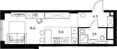 Планировка — НЕКСУС от Аквилон, Студия, 30 м²
