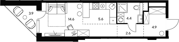 Планировка — НЕКСУС от Аквилон, Студия, 32 м²