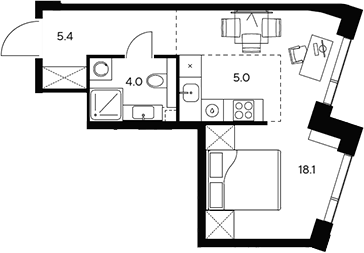 Планировка — НЕКСУС от Аквилон, Студия, 33 м²
