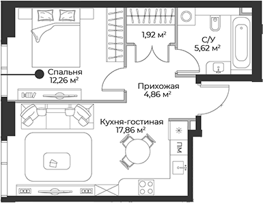 Планировка — Гранд Фили, 2-комн., 43 м²